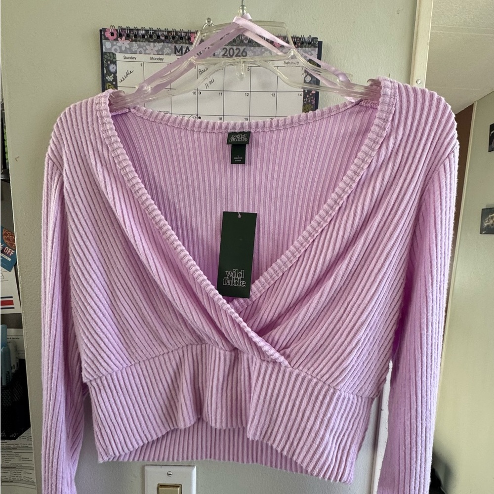 Target Wild Fable Lavender Ribbed Blouse